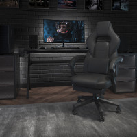 Flash Furniture CH-00288-BK-BK-GG X40 Gaming Chair Racing Ergonomic Computer Chair with Fully Reclining Back/Arms, Slide-Out Footrest, Massaging Lumbar - Black